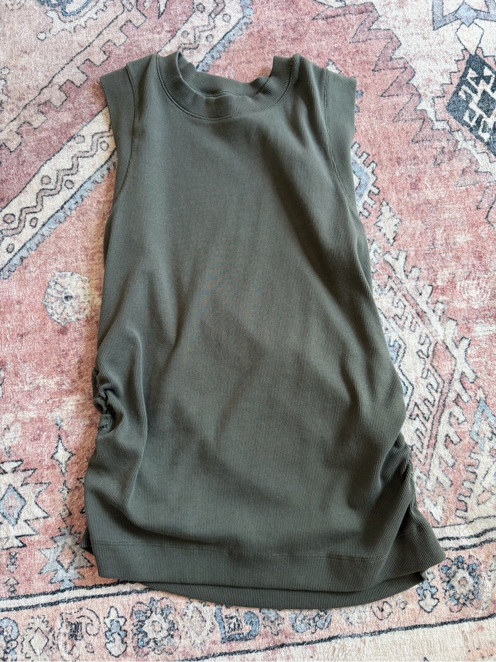 White House Black Market Olive Ribbed Sleeveless Tank (Size L)